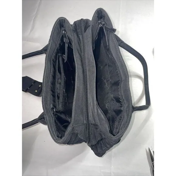 Vera Bradley Quilted black Microfiber Buckle Shoulder Satchel‎ Footed Bottom - Image 6