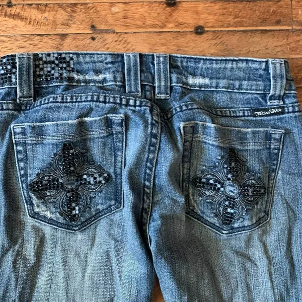 Miss Me distressed bling rhinestone size 26 western bootcut jeans - Image 4