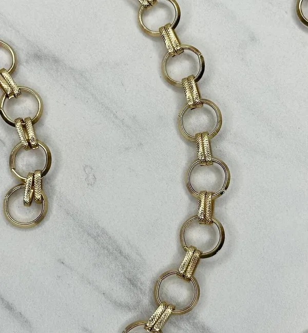 Gold Tone Open Hoop Metal Chain Link Belt Decorative O Ring One Size ✨ - Image 10