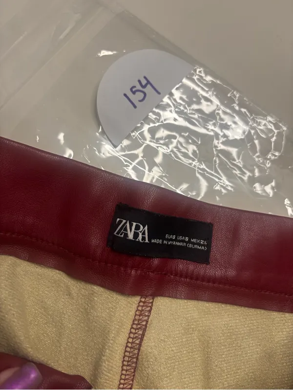 Zara Skinny Pants Size Small Red Faux Vegan Leather Party Wear Zip Ankle Concert - Image 8