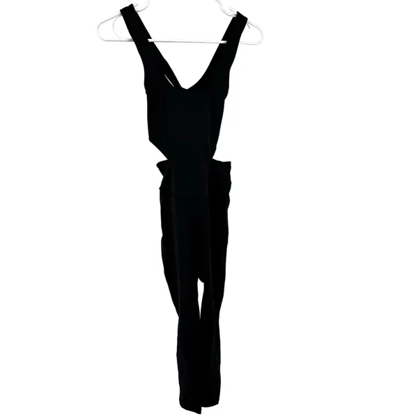 Free People Movement Back It Up Onesie Jumpsuit Workout Cropped Cutout Black XS - Image 2