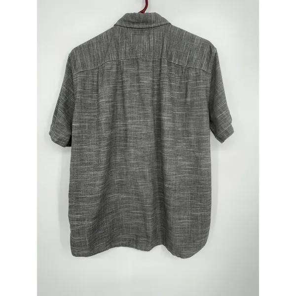 American‎ Eagle Short Sleeve Button Up Shirt Men L Gray White Striped Minimalist - Image 2