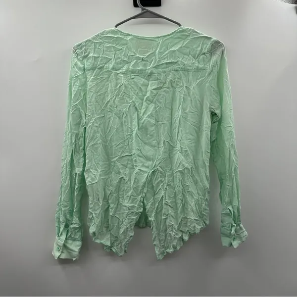 Anthropologie Maeve Mint Green Button‎ Down Long Sleeve Shirt Size 0 - Image 3