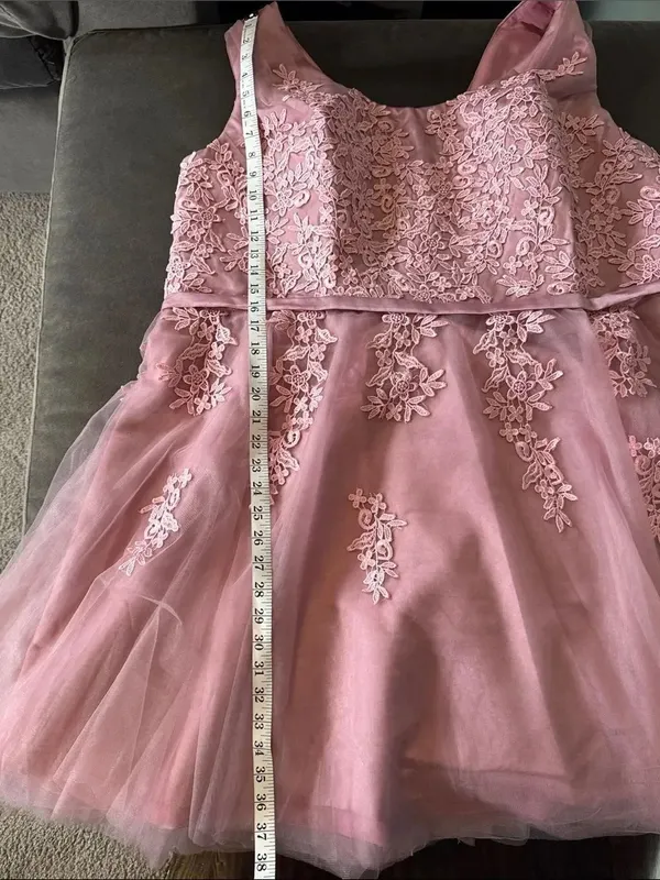 Women’s Pink Lace Short Tulle Prom Party Homecoming Dress Corset Back 24W **READ - Image 7