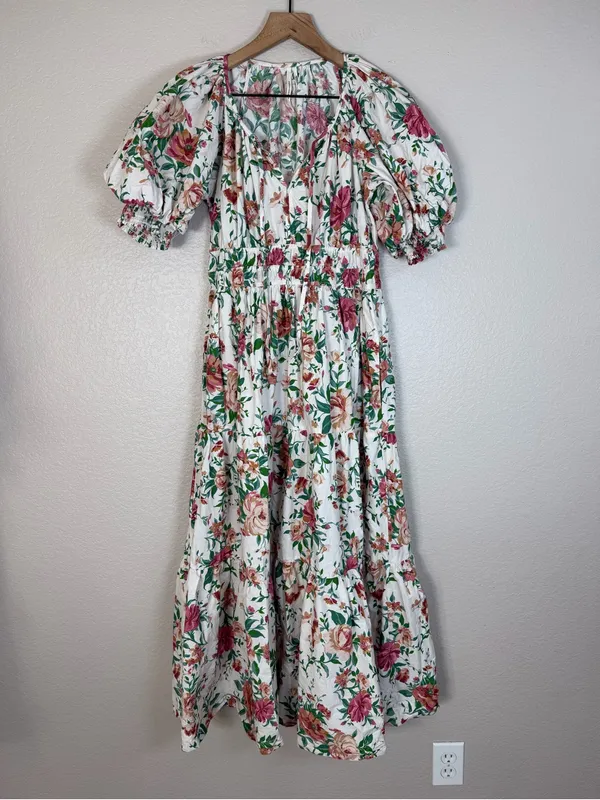 Anthropologie The Somerset Floral Maxi Dress Puff Sleeve Small $168 - Image 9