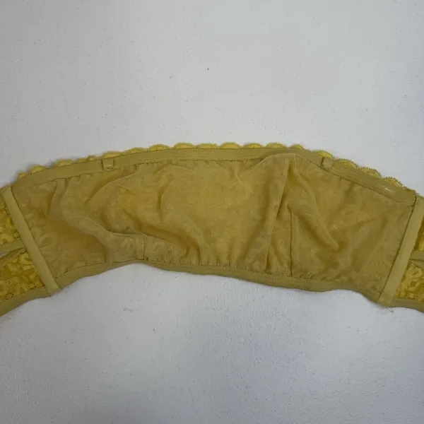 Victoria's‎ Secret S Small Bralette Bra Lace Strapless Unlined Wireless Yellow - Image 7