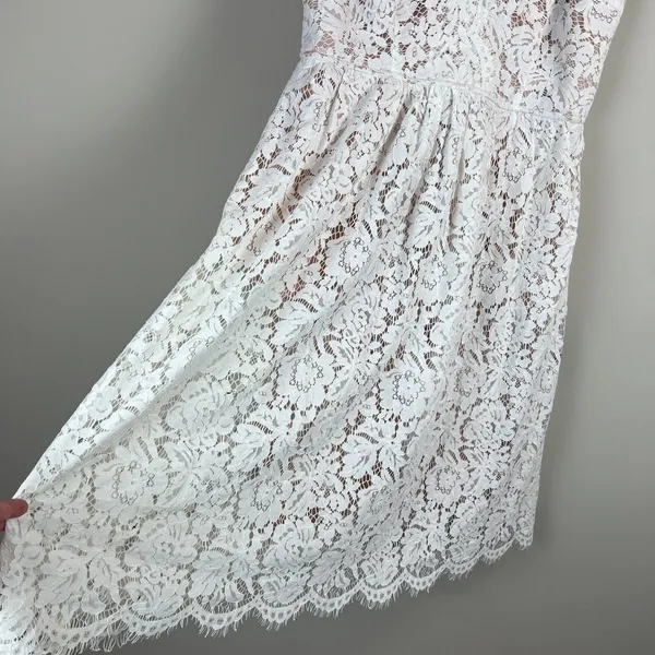 Lulus Midi Dress Womens XL Love Swept Lace White Floral Beige Lined A-Line Party - Image 4