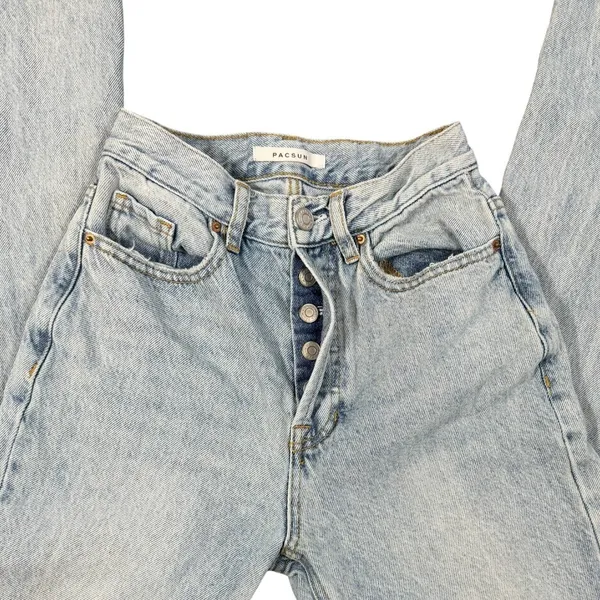 PacSun High Rise Bootcut Jeans Womens 24 Light Wash Denim Button Fly 100% Cotton - Image 12
