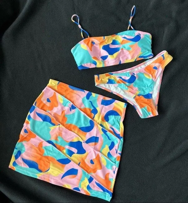 Colorful camo three pieces swimsuit set - Image 7