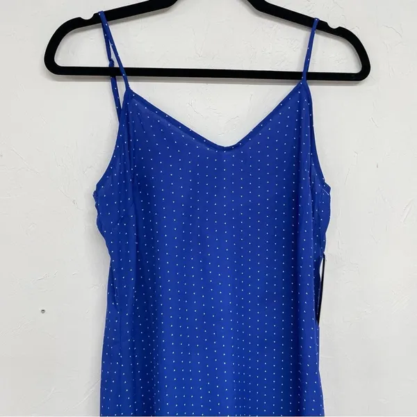 Lulus Blue Polka Dot Spaghetti Strap Casual Slip Dress Womens S Midi Coquette - Image 5