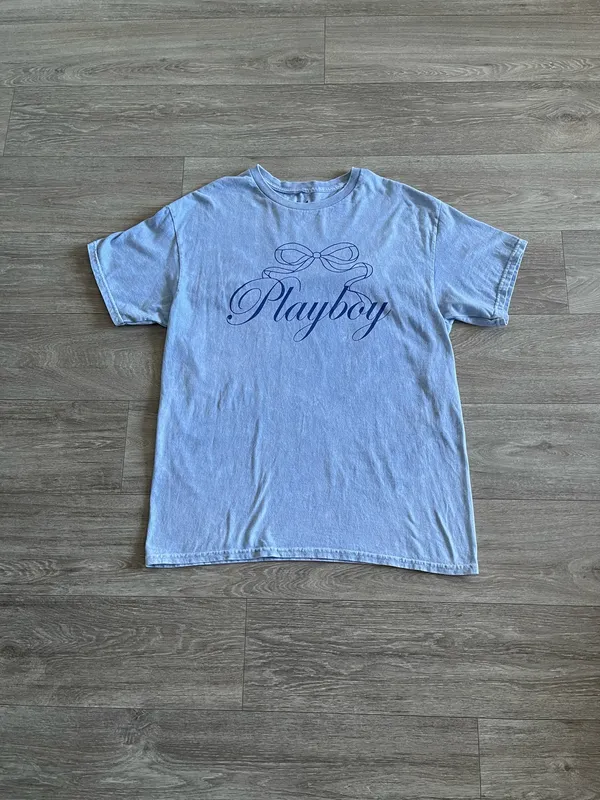 Playboy acid wash blue graphic tee - large - Image 2