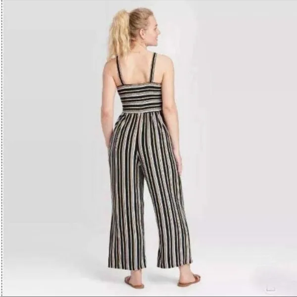 Xhilaration Multicolor Striped Wide Leg Jumpsuit L - Image 2