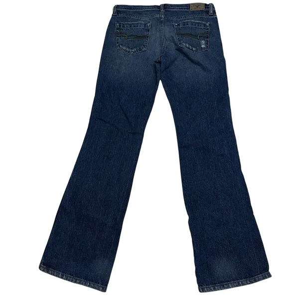 Vintage American Eagle Mid Rise‎ Flare Blue Denim Jeans Women's Size 4 Reg. Y2K - Image 4