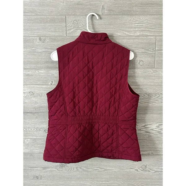 talbots women’s M lined puffer quilted zipper vest,‎ fuchsia color, lightweight - Image 3