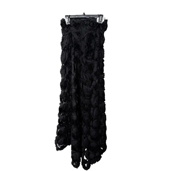 Elliatt Selena Maxi Dress Black Rosette 3D Floral Strapless Gown - Image 4