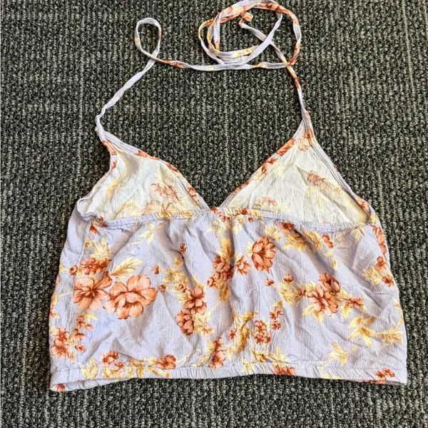 American Eagle Halter Crop Top Womens S Floral Y2K Cottage Core Fairy Hippie - Image 5