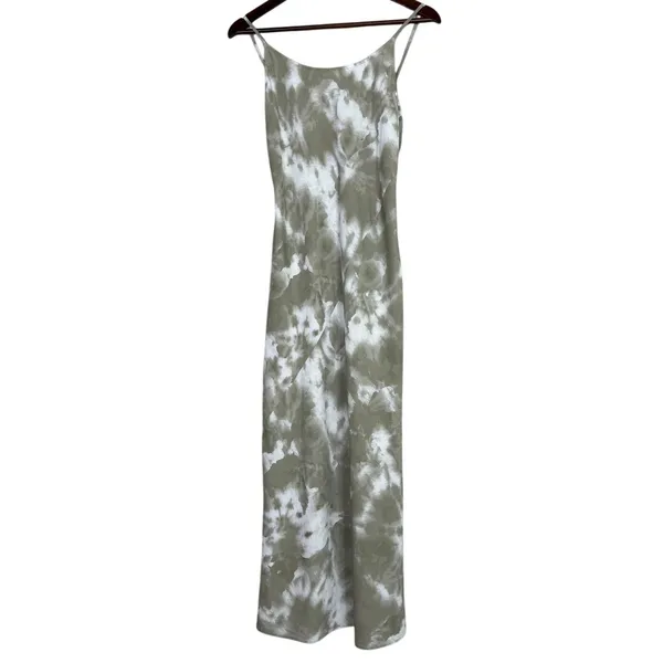 Thakoon Sleeveless Tie Dye Maxi Slip Dress Open Back Scoop Neck 0 Sage Green - Image 2