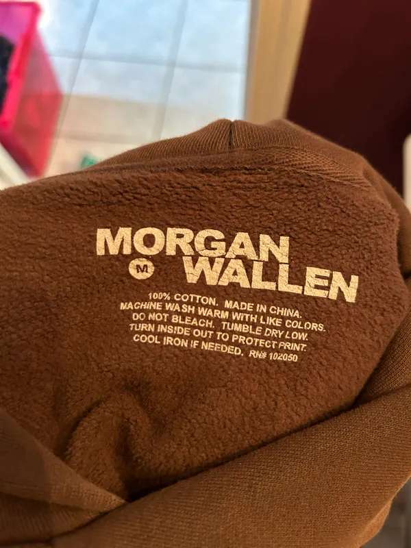 Brown Morgan Wallen Hoodie Size M - Image 3