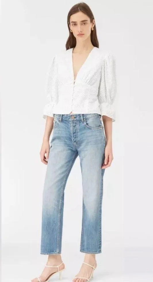 Rebecca Taylor La Vie Leaf Embroidered Cotton Top nwt $195 extra large XL corset - Image 4