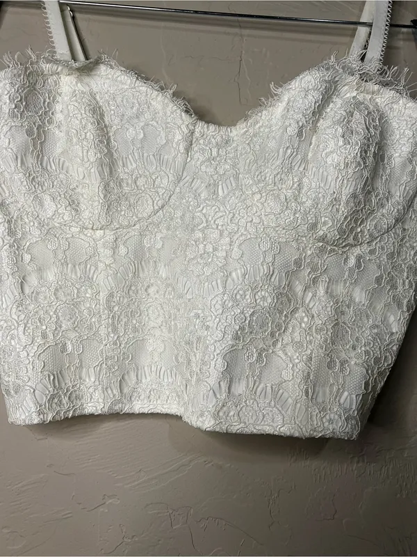 Cami NYC Revolve Scarlett Off White Lace Bustier‎ Smocked Back Crop Top - Image 3