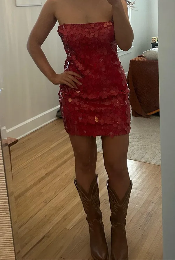 Edikted red sequin dress - Image 2
