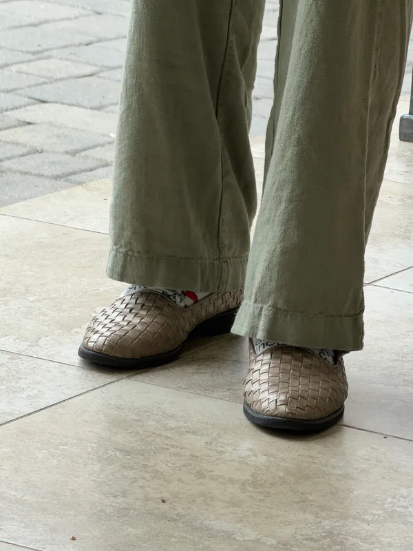 Cole Haan Woven Leather Flats Brown Slip On Loafers Made in Italy - Image 2