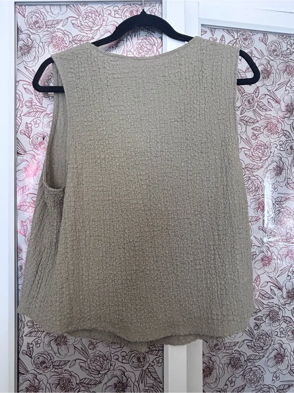 a new day Khaki Sleeveless Button-Front Crinkle Tank - Image 2