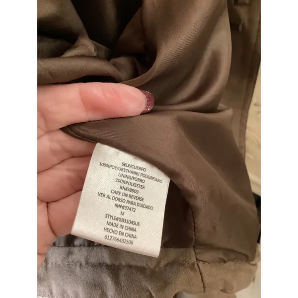 GB Studded Faux Suede Moto Jacket Women‎ M Brown NWT Cropped Biker - Image 7