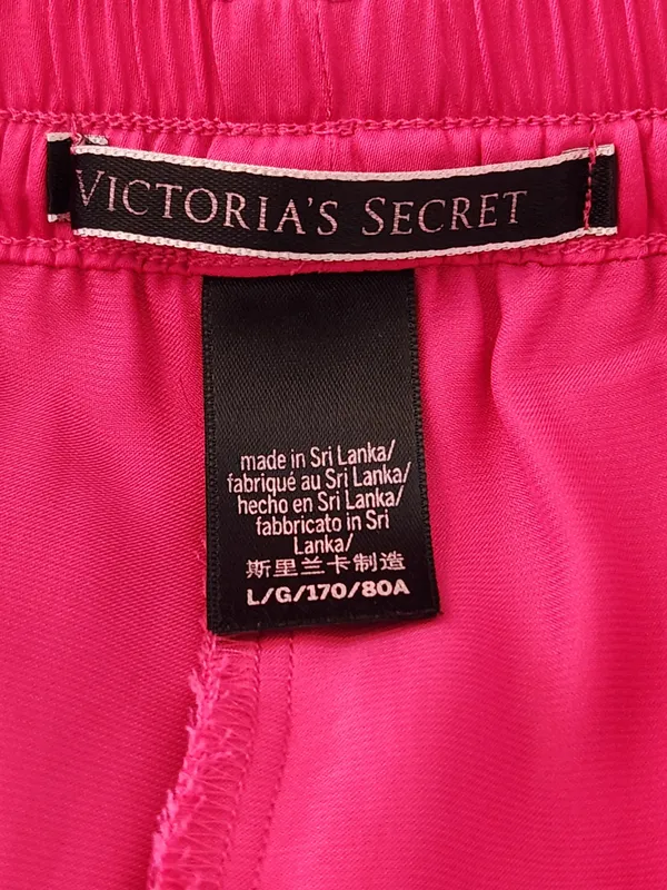 Victoria's Secret Hot Pink Satin Pull-On Lounge Shorts Size Large Flaw - Image 7