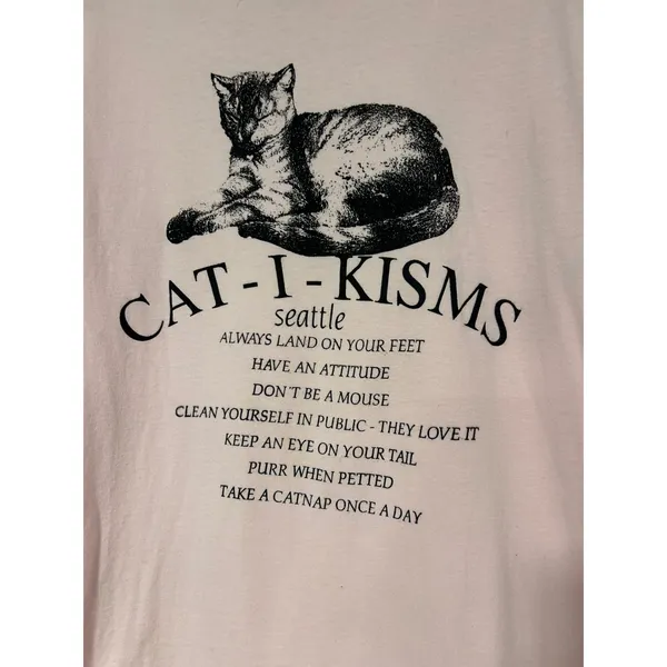 Hanes Beefy-T Cat-I-Kisms Seattle Graphic T Shirt Pink Women Large Cotton - Image 2