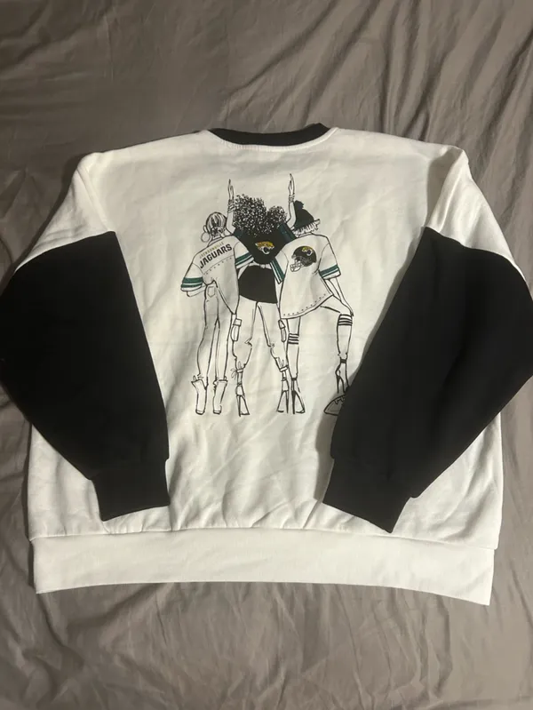 NFL White and Black Jacksonville Jaguars Crewneck Sweatshirt Size XXL - Image 4