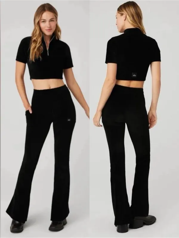 Alo Yoga Micro Corduroy Winter Break Set Mock Neck Quarter Zip & Pants ❤️🎀 - Image 3