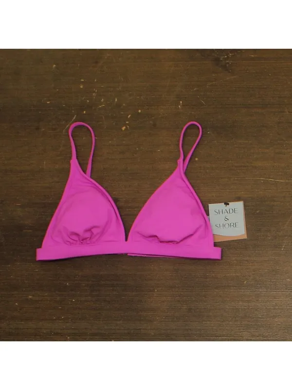 NWT Shade & Shore Womens Ribbed Triangle Bikini Top 94443819 Purple M - Image 2