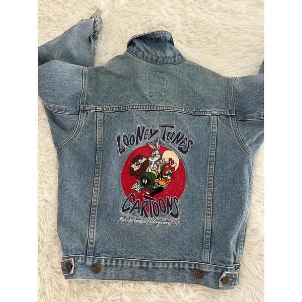 Vintage Warner Bros Looney‎ Tunes jean denim jacket M - Image 2