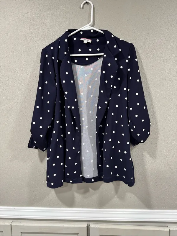 ANDREE BY UNIT Navy and White Polka Dot Girls' Casual Blazer Dress - Image 3