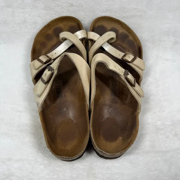 Birkenstock Mayari Pearl White Birko-Flor Toe Loop Sandals Womens 39 Regular - Image 5