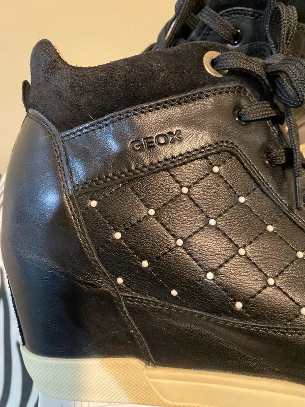 Black Leather Geox Wedge Sneakers 9 - Image 2