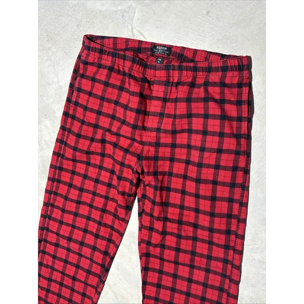 Filson Men's Red & Black Plaid Lounge Pajama Pants 2XL Cotton Blend Heavy Thick - Image 2