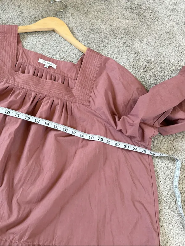 Madewell Women’s Square Neck Peasant Top Oversized Boho in Antique Plum XL - Image 8