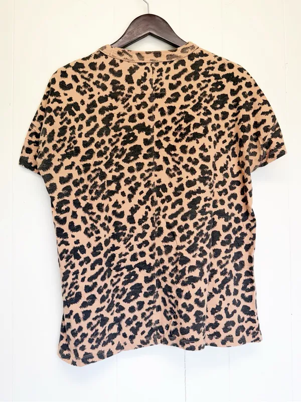 AERIE Oversized Leopard Print Short Sleeve Tee Tan Black XXS - Image 5