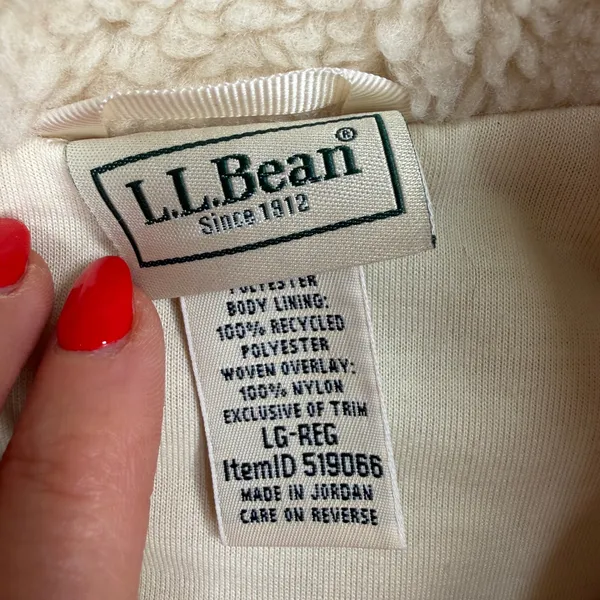L.L. Bean Large Sherpa Fleece Vest Mountain Classic Beige Cream Full Zip 519066 - Image 6