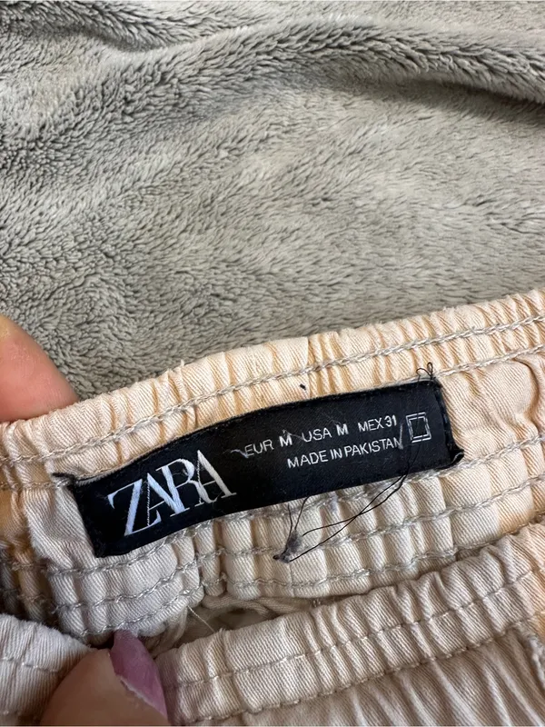 Zara Cream Elastic Waistband Casual Pants - Image 3