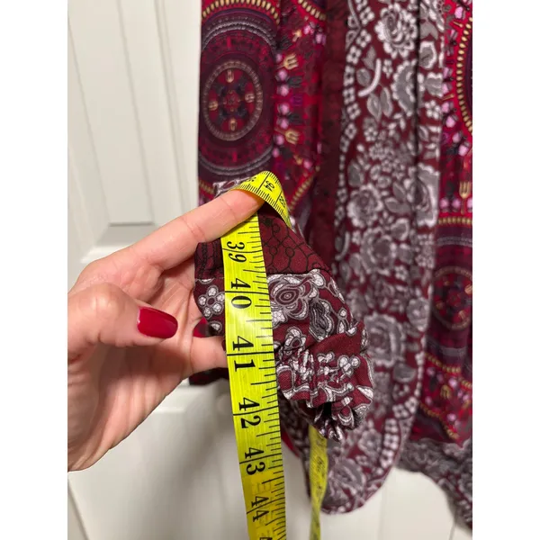 Bohemian Red Patterned Strapless Jumpsuit Small - Image 8