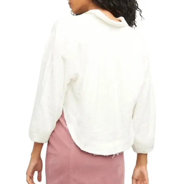 Free People Cozy Dreams Top Textured Cotton Loose Pullover in Soft White Size XS - Image 7