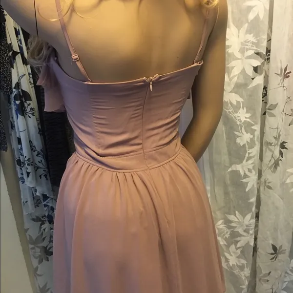 Double Zero Dusty Rose Hi Lo Ruffle Dress Large Layered Asymmetrical - Image 4