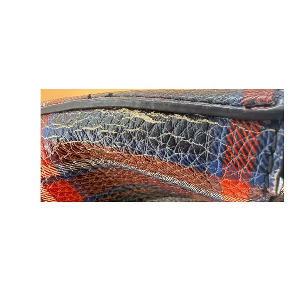 Lauren Ralph Lauren Tote Bag Women OS Blue Red Plaid Faux Leather Quiet Luxury - Image 13