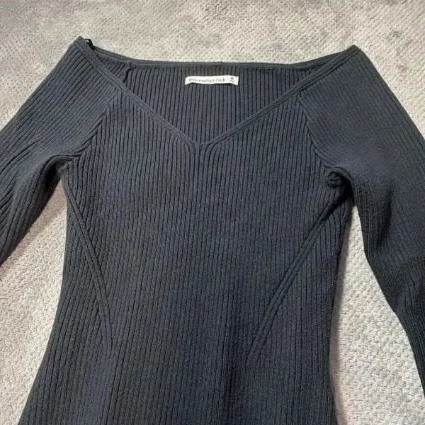 Abercrombie & Fitch Black Off Shoulder Ribbed Long Sleeve Bodysuit Medium #1700 - Image 6