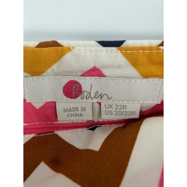 Boden Womens Size 20 Multicolor Chevron Zigzag Cotton‎ Mini Skirt With Pockets - Image 6