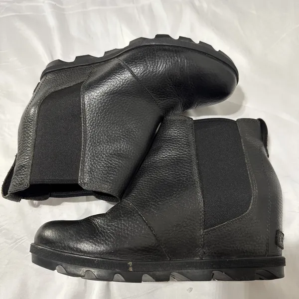 SOREL Boots Womens Sz 10 Black Joan of Arctic Wedge II Chelsea Ankle Pull On - Image 5