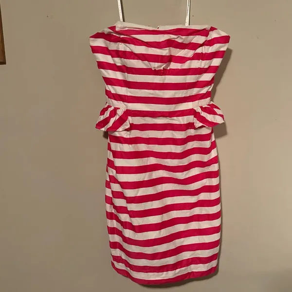 Lilly Pulitzer Pink and White Striped Strapless Mini Dress - Image 4